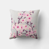 Floral Cherry Blossom Pink Grey Kussen (Achterkant)
