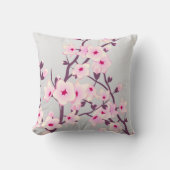 Floral Cherry Blossom Pink Grey Kussen (Voorkant)