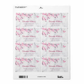 Floral Cherry Blossom Pink Grey Marble Etiket (Full Sheet)