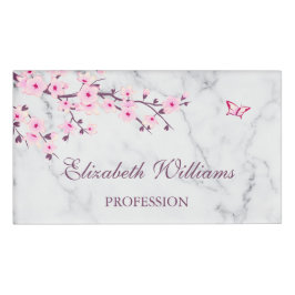 Floral Cherry Blossom Pink Grey Marble Naambadge