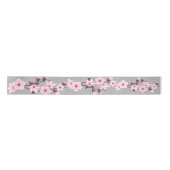 Floral Cherry Blossom Pink Grey Satijnen Lint (Voorkant)