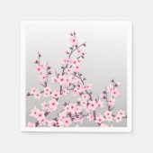 Floral Cherry Blossom Pink Grey Servetten (Voorkant)