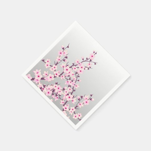 Floral Cherry Blossom Pink Grey Servetten (Hoek)