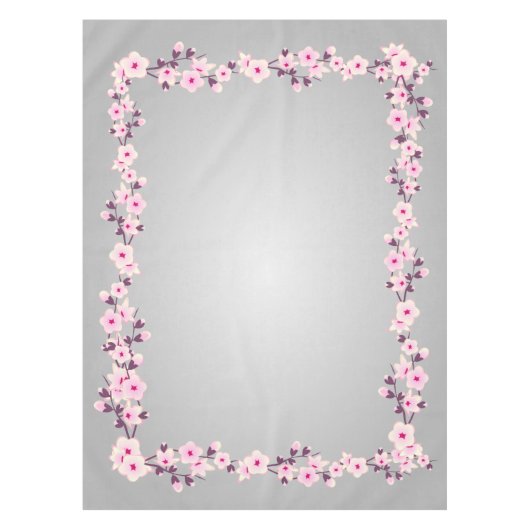 Floral Cherry Blossom Pink Grey Tablecloth Tafelkleed (Voorkant)