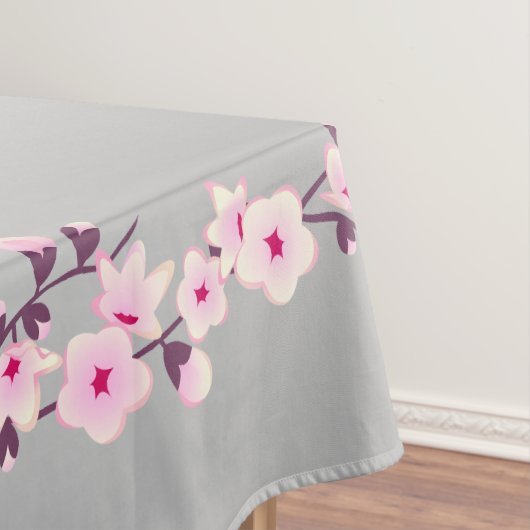 Floral Cherry Blossom Pink Grey Tablecloth Tafelkleed (Voorbeeld)