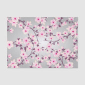 Floral Cherry Blossom Pink Grey Tissuepapier (Voorkant)