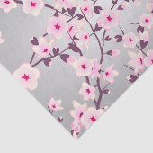 Floral Cherry Blossom Pink Grey Tissuepapier (Detail)