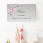 Floral Cherry Blossom Pink Grey Wedding Spandoek (Insitu)