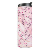 Floral Cherry Blossom Pink Marble Name Monogram Thermosbeker (Gedraaid links)