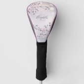 Floral Cherry Blossom Pink Mauve Glitter Monogram Golfheadcover (Voorkant)