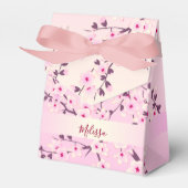 Floral Cherry Blossom Pink Monogram Bedankdoosjes (Voorkant Zijde)