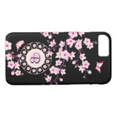 Floral Cherry Blossom Pink Monogram Case-Mate iPhone Case (Achterkant (Horizontaal))