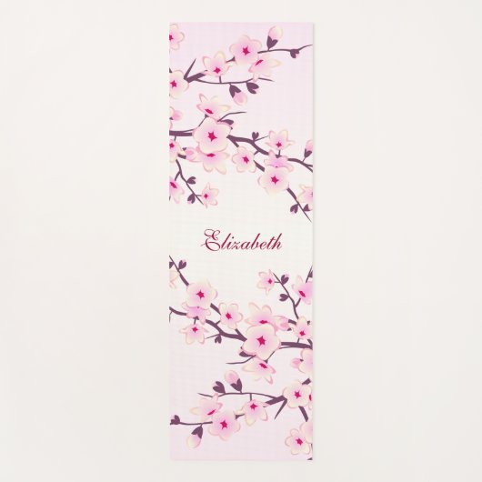 Floral Cherry Blossom Pink Monogram Yoga Mat (Voorkant)