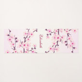 Floral Cherry Blossom Pink Monogram Yoga Mat (Achterkant (horizontaal))