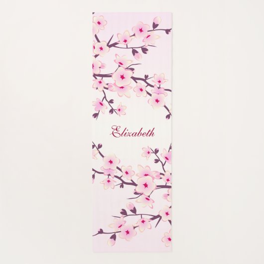 Floral Cherry Blossom Pink Monogram Yoga Mat (Achterkant)