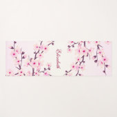 Floral Cherry Blossom Pink Monogram Yoga Mat (Voorkant (horizontaal))