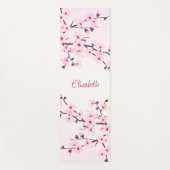 Floral Cherry Blossom Pink Monogram Yogamat (Voorkant)