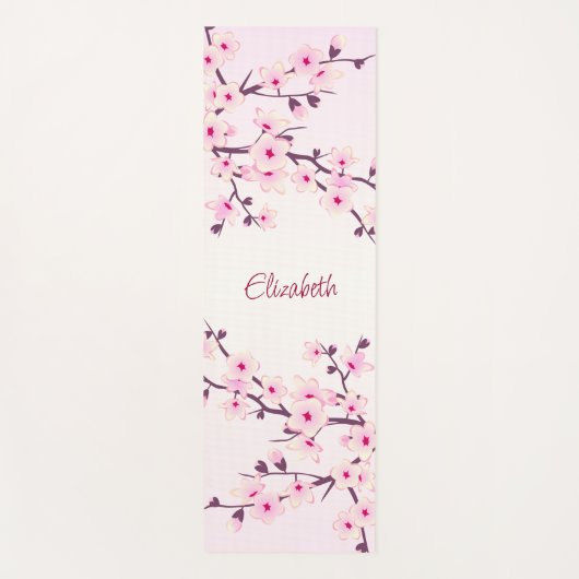 Floral Cherry Blossom Pink Monogram Yogamat (Voorkant)