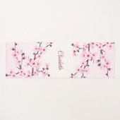 Floral Cherry Blossom Pink Monogram Yogamat (Voorkant (horizontaal))