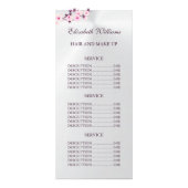 Floral Cherry Blossom Pink Silver Service Prijzen Reclamekaart (Voorkant)