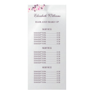 Floral Cherry Blossom Pink Silver Service Prijzen Reclamekaart