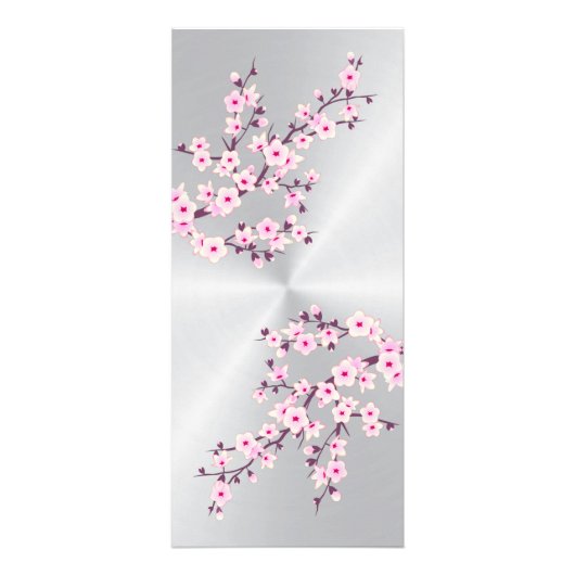 Floral Cherry Blossom Pink Silver Service Prijzen Reclamekaart (Achterkant)
