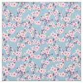 Floral Cherry Blossom Pink Sky Blue Fabric Stof (Swatch)