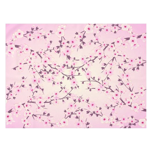 Floral Cherry Blossom Pink Table Cloth Tafelkleed (Voorkant (Horizontaal))