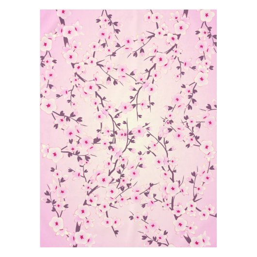 Floral Cherry Blossom Pink Table Cloth Tafelkleed (Voorkant)