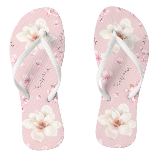 Floral Cherry Blossom Pink Teenslippers (Voetbed)