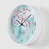Floral Cherry Blossom Pink Turquoise Monogram (Hoek)
