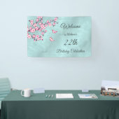 Floral Cherry Blossom Pink Turquoise Spandoek (Beurs)