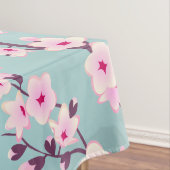 Floral Cherry Blossom Pink Turquoise Tafelkleed (Voorbeeld)