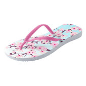 Floral Cherry Blossom Pink Turquoise Teenslippers (Schuin)