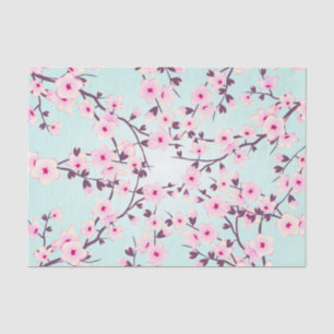 Floral Cherry Blossom Pink Turquoise Tissuepapier