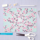 Floral Cherry Blossom Pink Turquoise Tissuepapier (Craft)