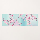Floral Cherry Blossom Pink Turquoise Yogamat (Voorkant (horizontaal))