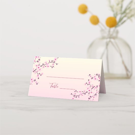 Floral Cherry Blossom Pink Wedding Plaatskaartje (Voorkant)