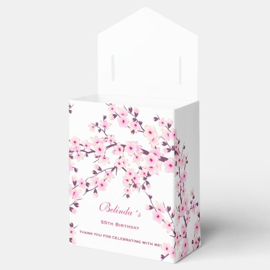 Floral Cherry Blossom Pink White | Aangepaste verj Bedankdoosjes (Geopend)