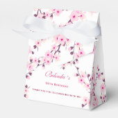 Floral Cherry Blossom Pink White | Aangepaste verj Bedankdoosjes (Voorkant Zijde)