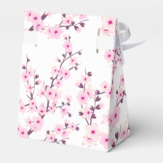 Floral Cherry Blossom Pink White | Aangepaste verj Bedankdoosjes (Achterkant)