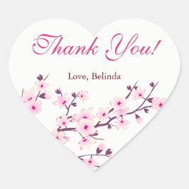 Floral Cherry Blossom Pink White - Bedankt Hart Sticker