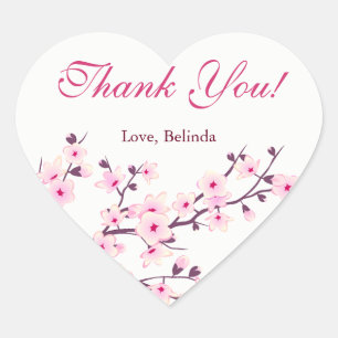 Floral Cherry Blossom Pink White - Bedankt Hart Sticker