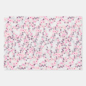 Floral Cherry Blossom Pink White Black Grey Inpakpapier Vel (Voorkant 3)