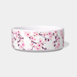 Floral Cherry Blossom Pink White Bowl Voerbakje