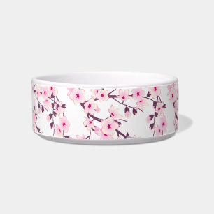 Floral Cherry Blossom Pink White Bowl Voerbakje
