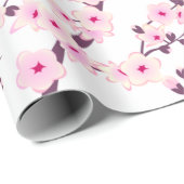 Floral Cherry Blossom Pink White Cadeaupapier (Rol Hoek)