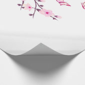 Floral Cherry Blossom Pink White Cadeaupapier (Hoek)