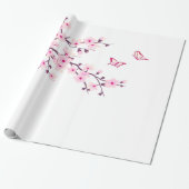 Floral Cherry Blossom Pink White Cadeaupapier (Uitgerold)