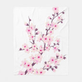 Floral Cherry Blossom Pink White Fleece Deken (Voorkant)